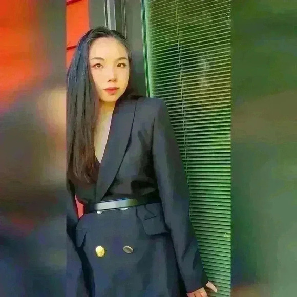 Zara black blazer dress with golden buttons double-breasted style size xs - Picture 2 of 16